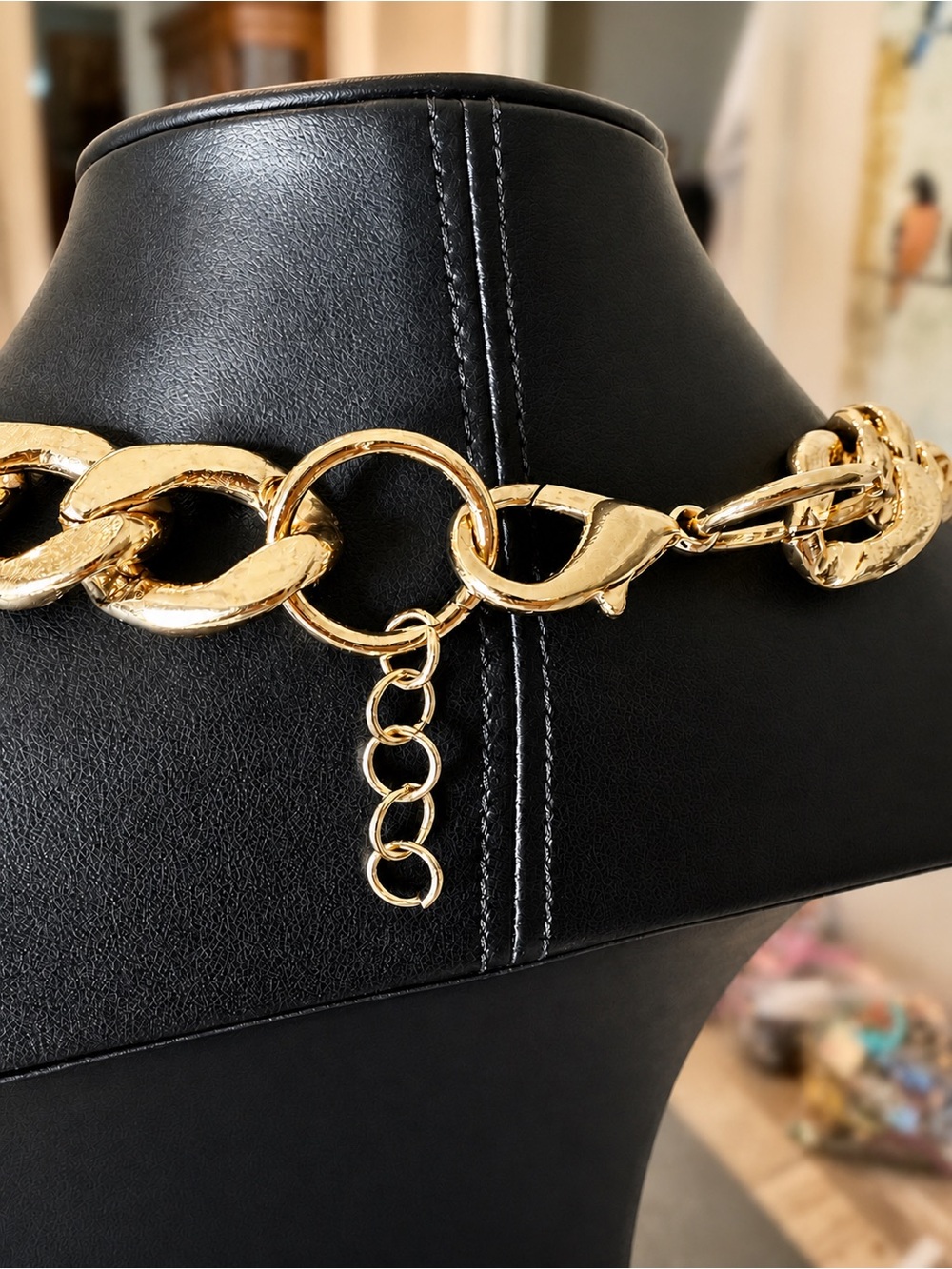 Chunky Cuban Chain Necklace | Gold Tone Statement Choker | Luxe Bold Glam Look - Picture 2 of 11